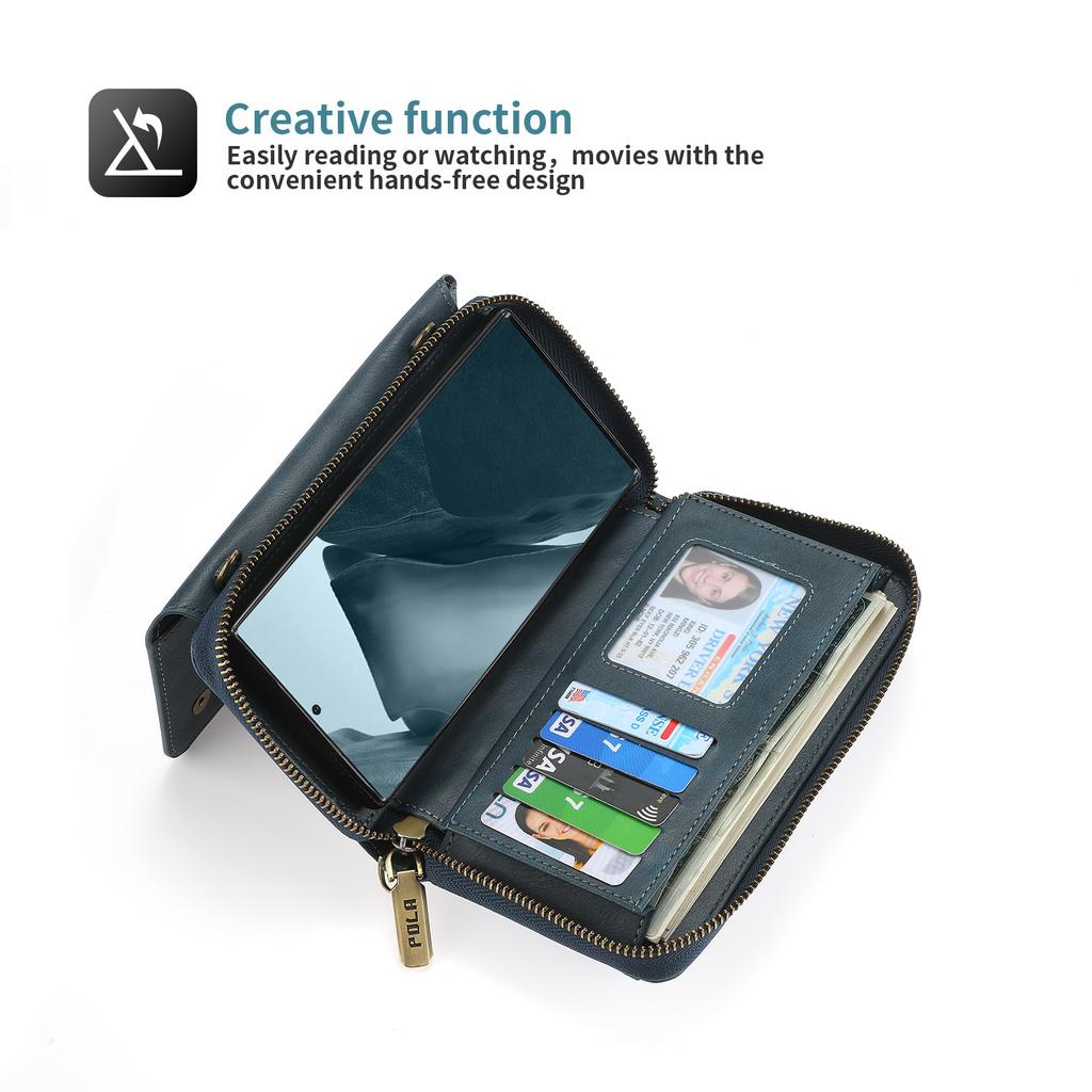 Suitable for Samsung S22 mobile phone leather case Note20 multi-function zipper wallet protective case, retro oblique span bag