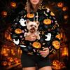 Women's Fashion Halloween Print Hoodie with Pet Pocket, Casual Pullover Sweatshirt for Fall