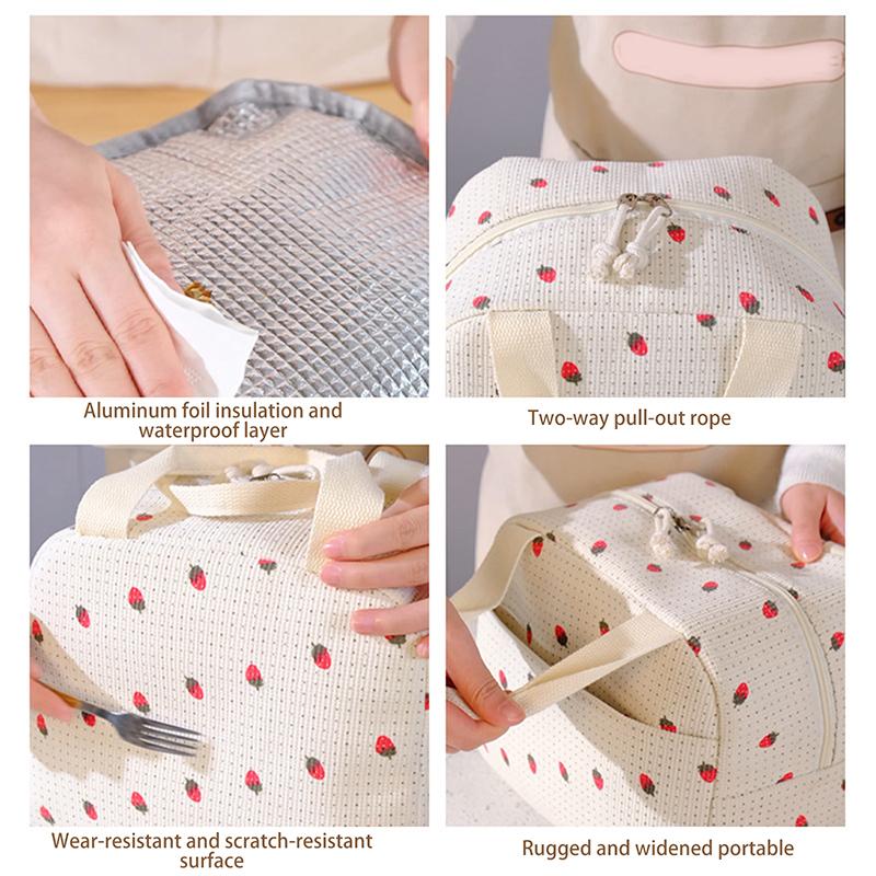 1Pieces Corduroy Lunch Bag Thermal Insulation Lunch Box Storage Handbag Multifunctional Kids School Cooler Bag Outdoor Tableware