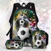 Football Cartoon Print Junior High School Backpack Three-Piece Children'S Schoolbag Primary School Backpack