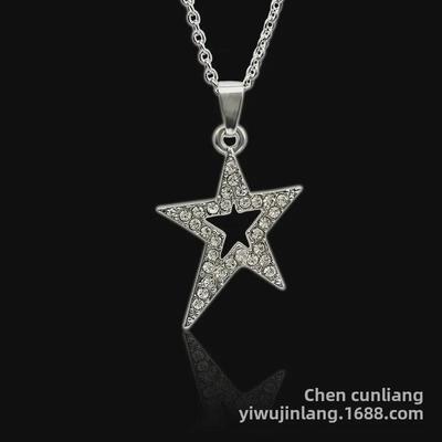 Pentagramm Stern Diamant Anhänger Halskette - Damen Kurze Schlüsselbeinkette