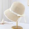 New Korean Bow Encryption Straw Hat Women's Travel Seaside Vacation Beach Hat Summer Sunscreen Sun Hat
