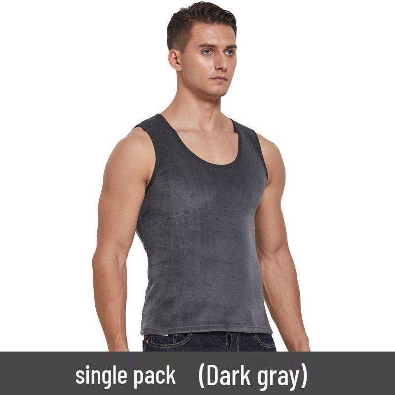 Men's Double-Sided Fleece Plus Velvet Warm Vest Shirt for Autumn