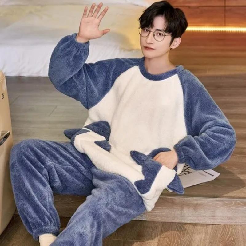 Pyjamas für Herren Lässige Flanell-Pyjama-Sets Hausanzug Winter Warm Pyjamas Männliche Nachtwäsche