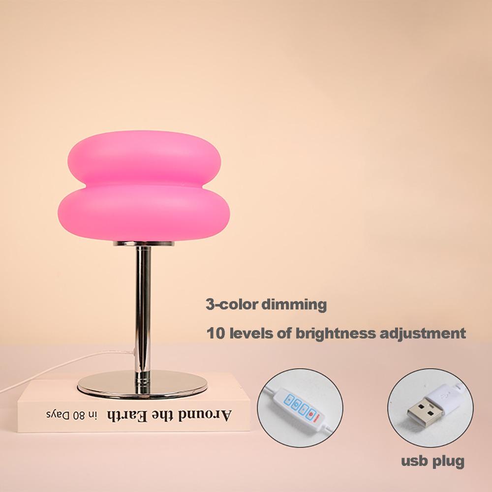 Creamy Style Table Lamp Tri Color Dimming Decor Light Cute Bedside Lamp  Living Room