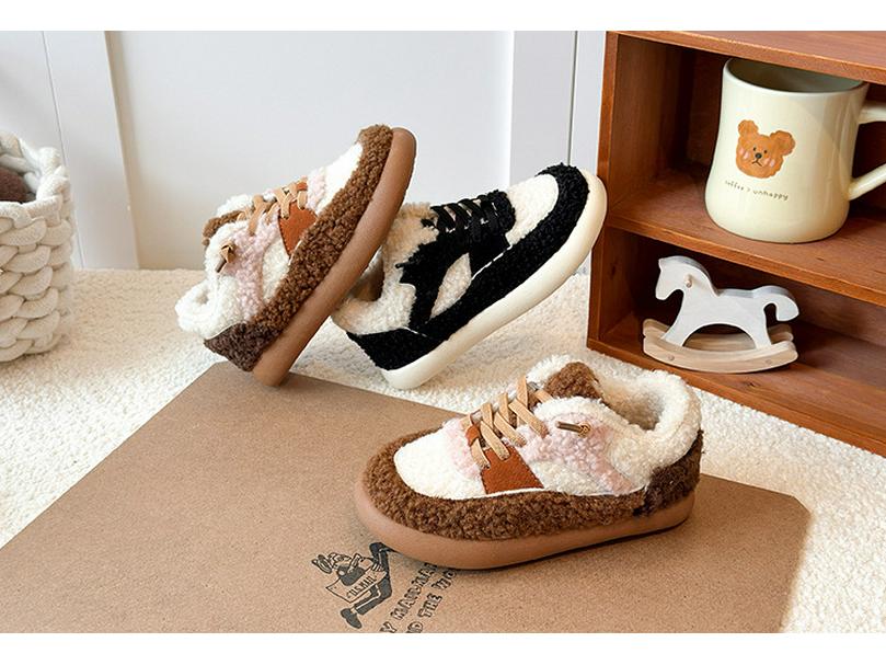 Winter 2025 Children's Cute Double-Layer Fleece-Lined Cotton Shoes for Boys and Girls