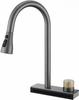 Kiten Faucet,Stainless Steel 4 Functions Sprayer Kiten Sink Faucets, Single Handle Kiten Sink Faucet with Pull Down Sprayer,Brushed (Gun Gray)