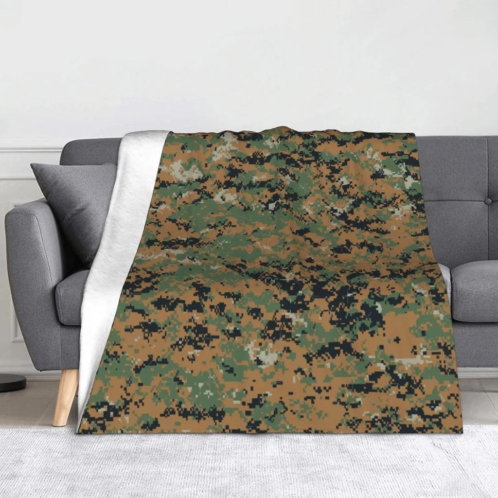 Camo Camouflage Flannel Throw Blankets Sea Texture Blanket for Bed Outdoor Lightweight Thin Plush Thin Quilt