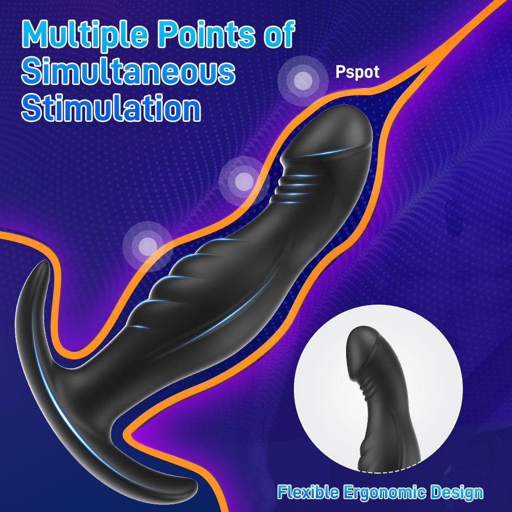 Unisex Three-Piece Silicone Anal Plug with Pull Beads - Adult Toy