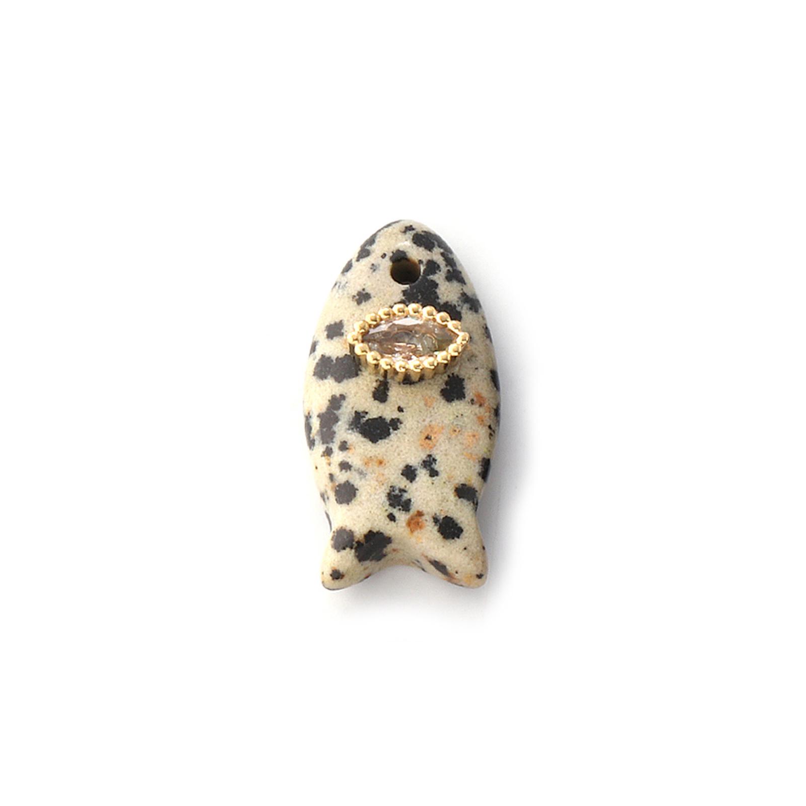 

1PC Brass Natural Stone Ocean Jewelry Charms Gold Plated Fish Animal Clear Rhinestone Pendant For DIY Jewelry Making 23mm x 12mm