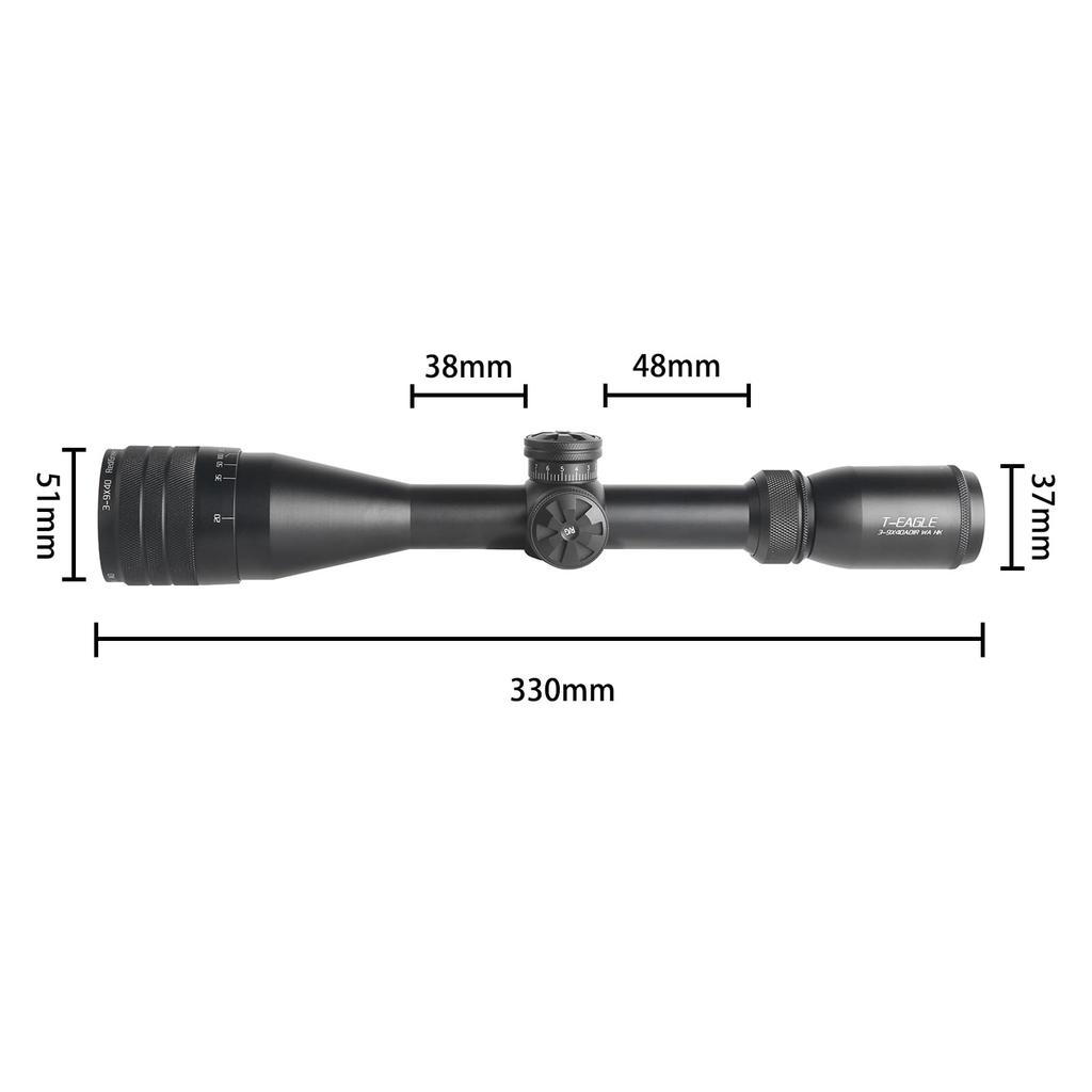 T-EAGLE Mil Dot 3-9x40 AOIR Rifle Scope with Variable Zoom, Airsoft Compatible, Includes 20mm High Mount Ring