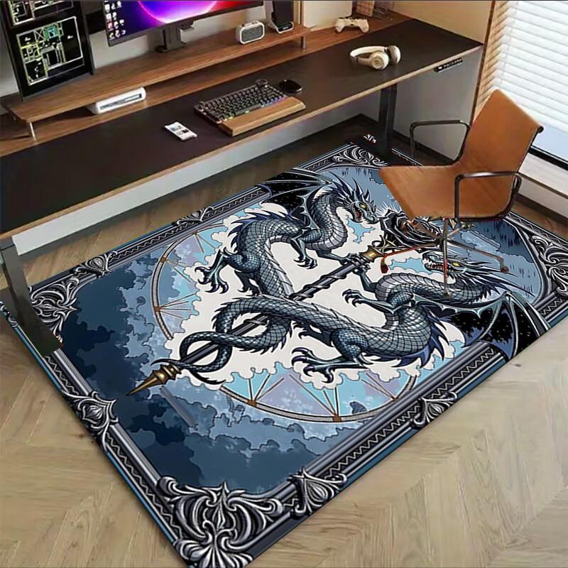 1PC Dragon Rose Anti-slip carpet, suitable for Office, bedroomand playrooms. It can also be used as a sofa footrest cover-R55