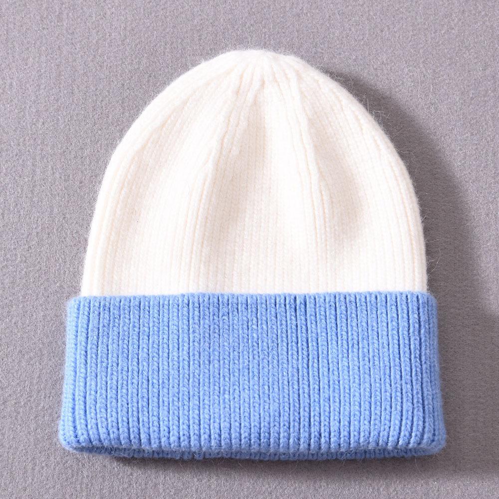 Children's Hat Rabbit Velvet Classic Striped Color Matching Knitted Hat Autumn and Winter Splicing Cute Wool Hat To Keep Warm