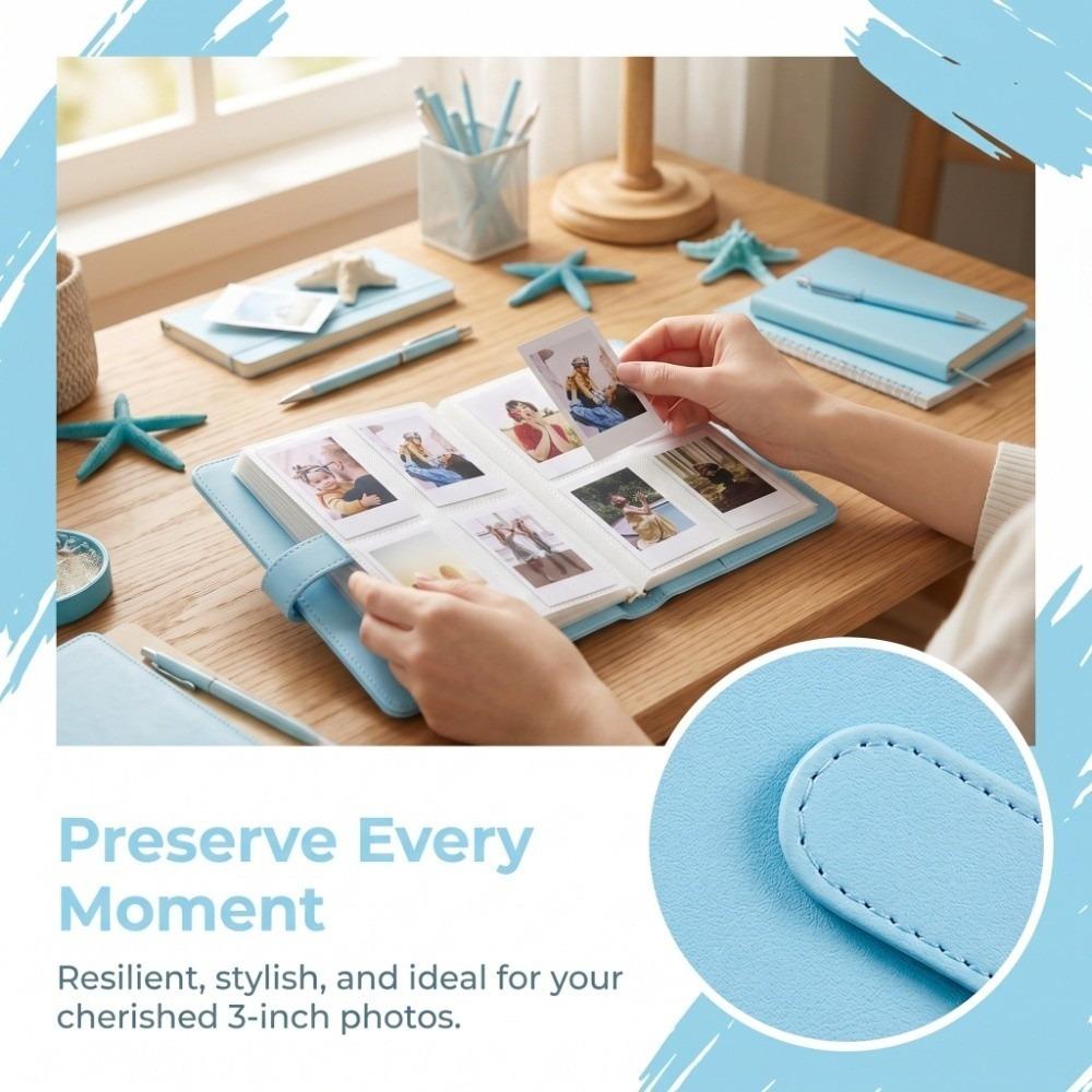 PU PU Photo Album 128 Pockets Card Collection Book Picture Storage Book Holiday Gift Giving синий