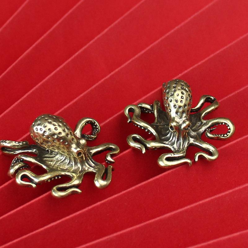 Brass Octopus Home Decoration Copper Animal Figurines Miniatures Home Desk Ornament Accessories Creative Table Tea Pets Craft