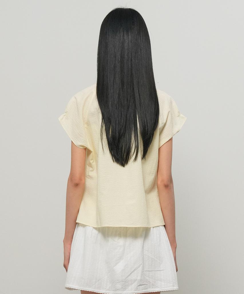 GENERALIDEA Seersucker Round Collar Blouse [Lemon] / Gf2Lbl528