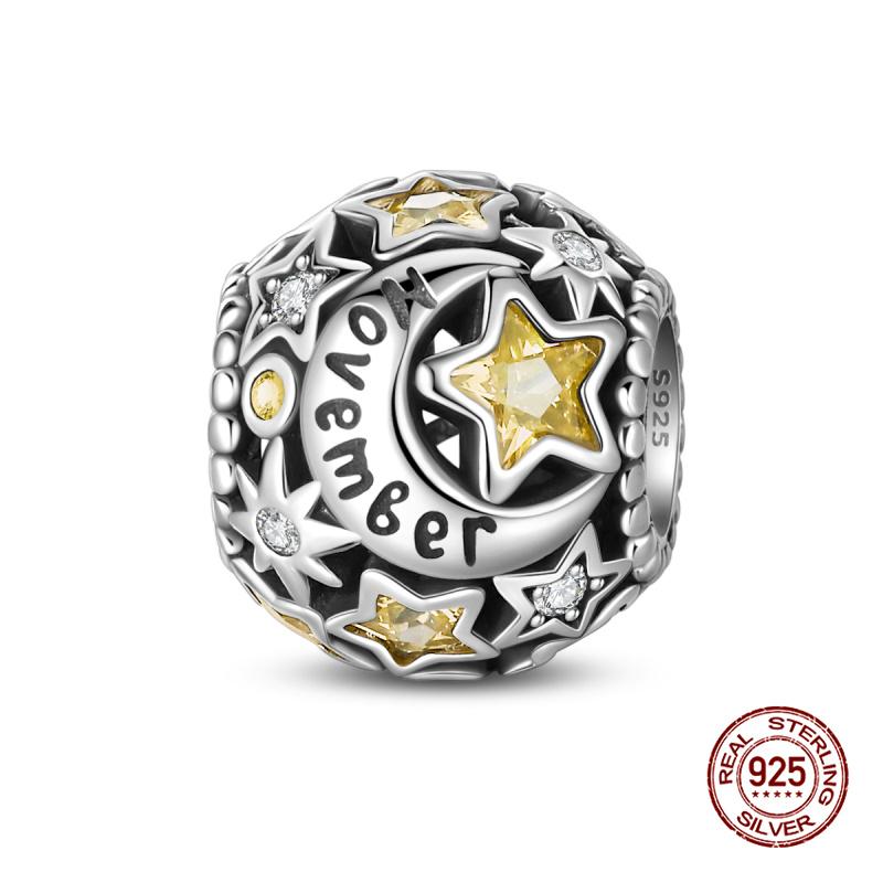 New In 12 Birthstones Beautiful Charms Beads Fits 3Mm Original Bracelet Copper Women Necklace Diy Charms Fine Jewelry Gifts