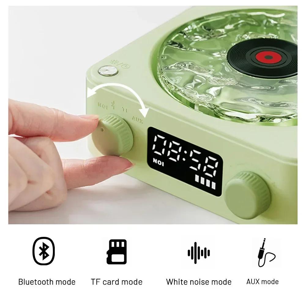 Retro Pikap Hoparlörlü Beyaz Gürültülü Kablosuz Bluetooth Vinil Kayıt Çalar Stereo Ses RGB Projeksiyon Lambası Efekti