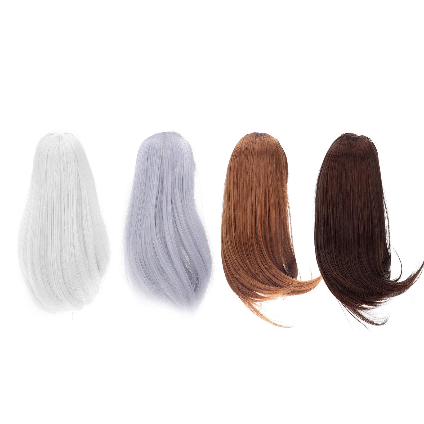 

8in to 9in Doll Hair Wig High Temperature Fiber Mesh Long Curly Doll Hair Replacement for 1/3 Doll Brown