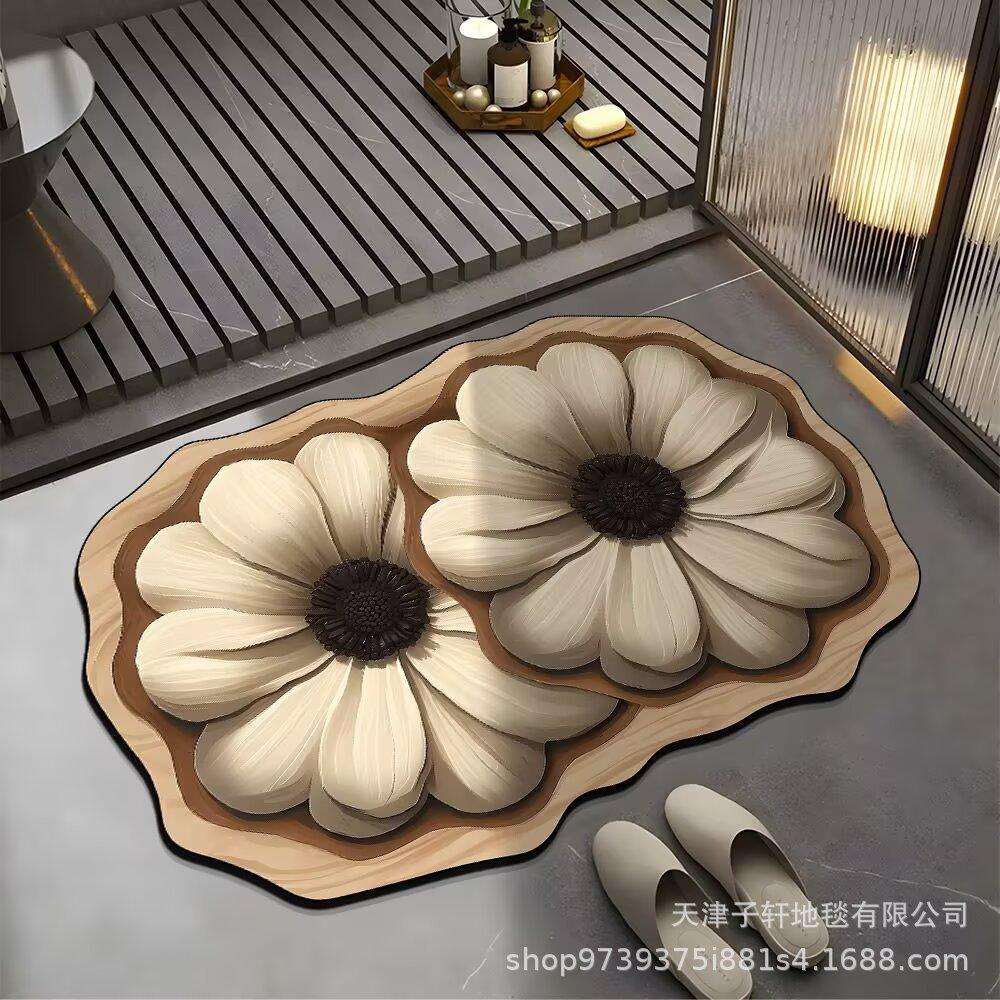 3D Butterfly Carpet Bathroom Entrance Mat Anti Slip and Absorbent Easy To Maintain Floor Mat