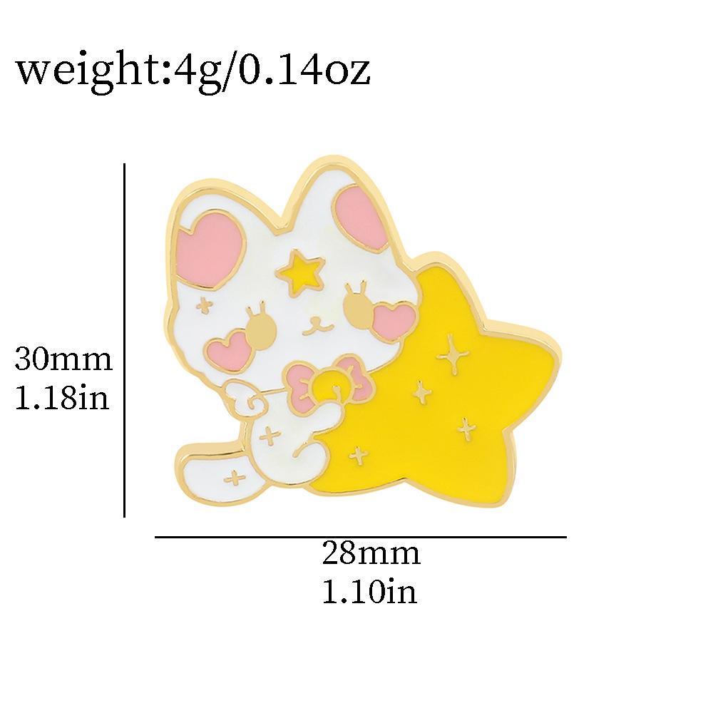 Брошь Кошка Котёнок Держит Звезды Креативная Личность Фиолетовый Кот Значок Сумка