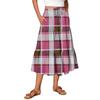 Ladies' Plaid Printed Casual Elastic Waist Drawstring Skirt