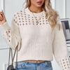 Vintage Autumn Winter Loose Knitwear Sweater Long Sleeve Solid Color Cardigan O Neck Top