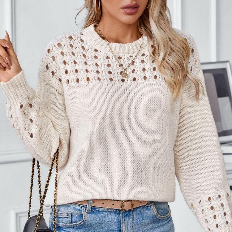 Vintage Autumn Winter Loose Knitwear Sweater Long Sleeve Solid Color Cardigan O Neck Top