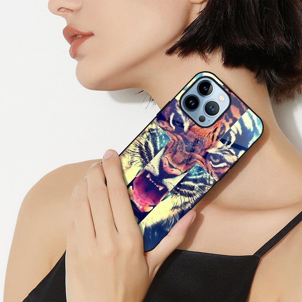 Animal Tiger Lion Phone Case For Iphone 14 13 11 12 Pro Max Mini Xs Xr X 7 8 6s Plus Se 2022 Tempered Glass Back Shell Covers