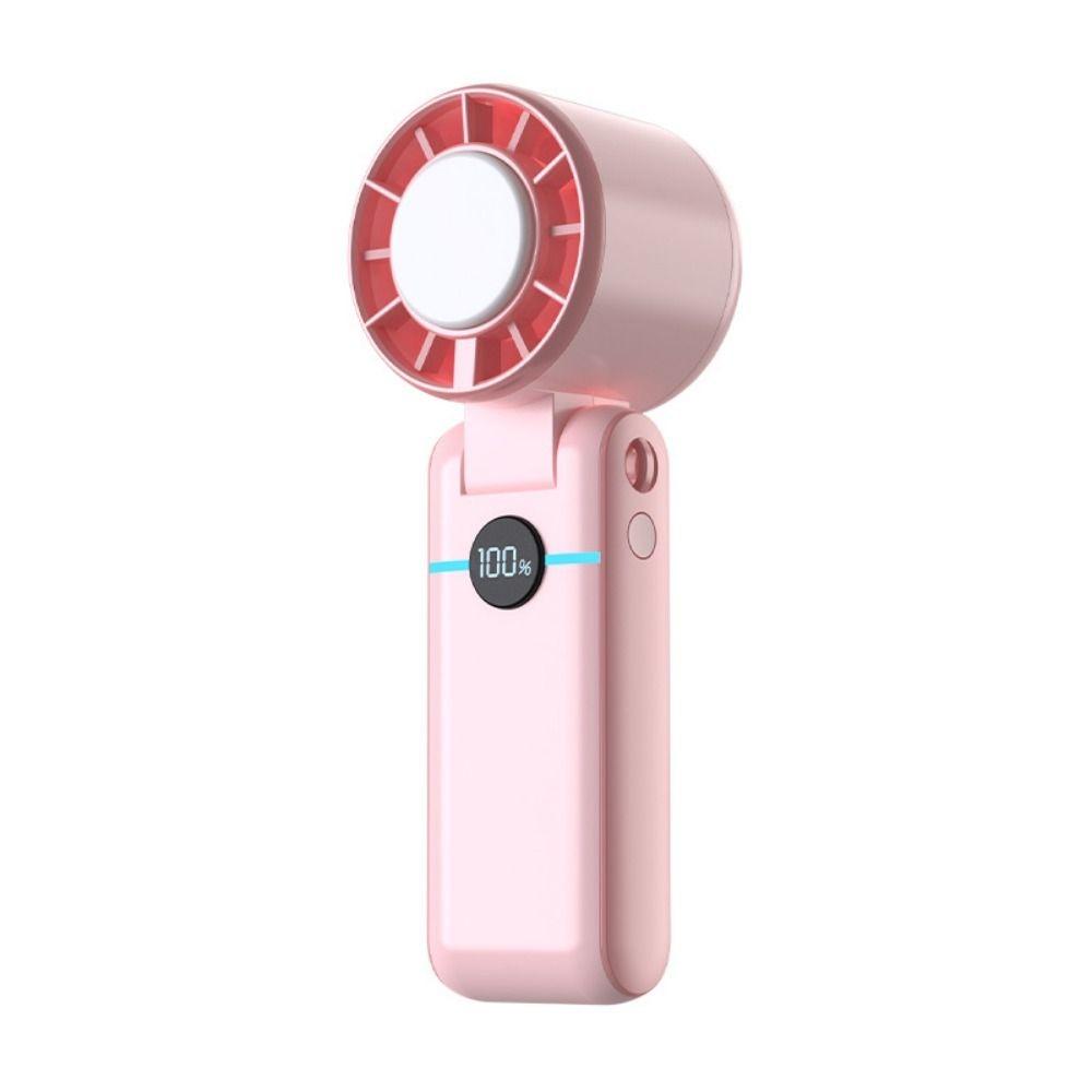 

100 Winds Speeds Adjustable Foldable Desk Fan LED Display Powerful Turbo Fan Outdoor Camping розовый