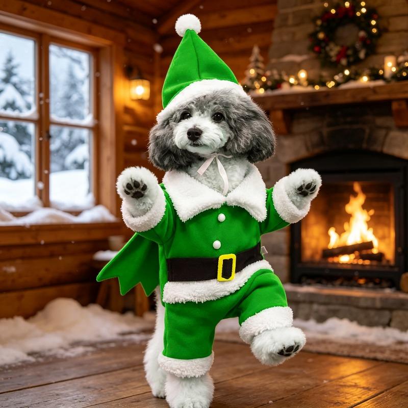 Pet Christmas Clothes Party Photo Booth Props Christmas Pet Clothes Keep Warm Autumn and Winter Dog Transformation