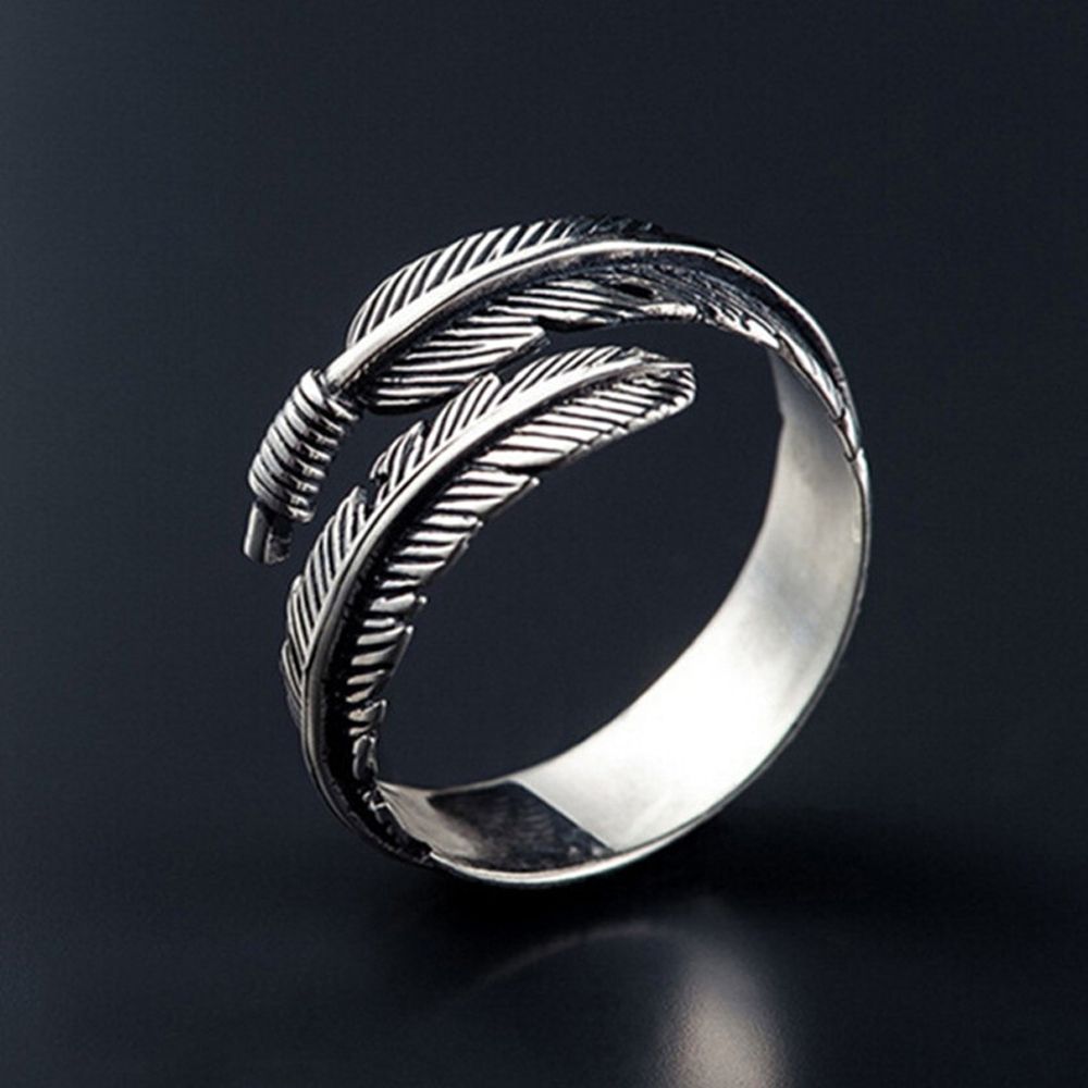 Jewelry Chic Trendy Open Rings Feather Ring Finger Thumb Band Adjustable