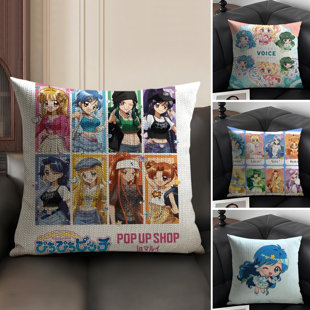 Comic Anime M-Mermaid Melody Pichi Pichi Pitch Pillow Case Natural Linen Double-Sided Printing Sofa Home Decor Cushion Cover