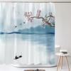 Chinese Flower Bird Shower Curtains Set Printing Waterproof Polyester Leaves Shower Curtains Bathroom Home Decor Mat 180X200Cm