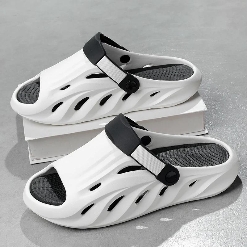 Fashion Casual Thick Bottom Slip-On Slippers Breathable Anti-Slip Summer New Style for Couples Outdoor Wear Comfortable EVA Material