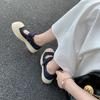 [Shei Su Yinyin] Hässlich süßer großer Kopf~ Klettverschluss Mary Janes mit dicker Sohle Damensommer Canvas Schuhe mit großem Kopf