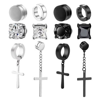 1-12 Pair Fashion Magnetic Clip Ear Stud Non Piercing Earrings Fake Earrings Gift for Men Women Jewelry
