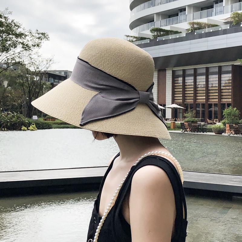Straw Hat For Women Summer Foldable Sun Hat With Butterfly Bow For Beach And Outdoor Activities