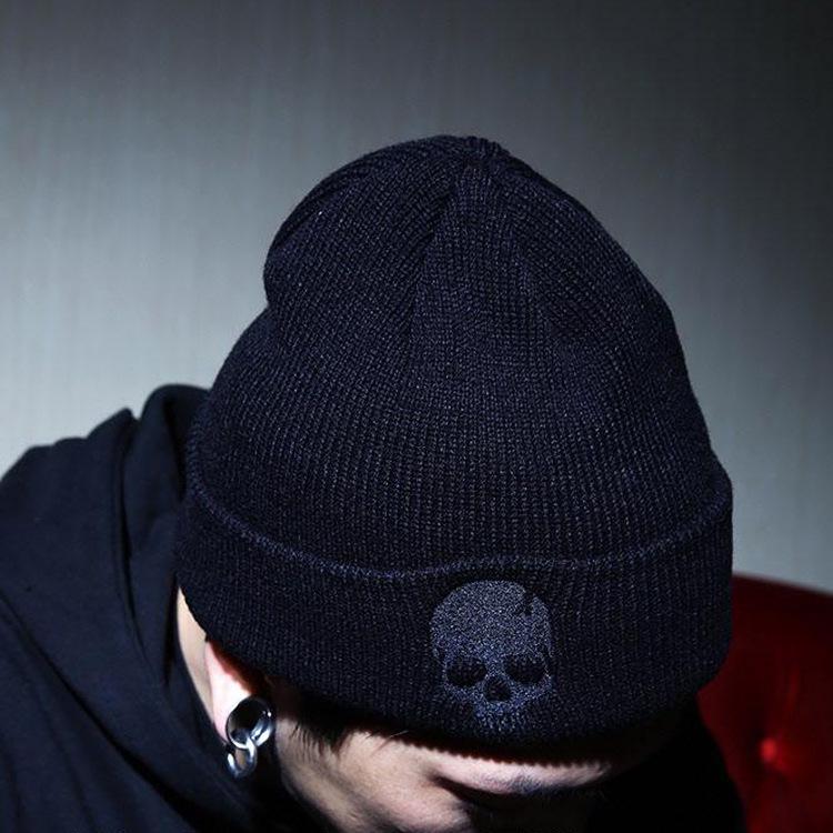 Knitted Hat Men's Autumn and Winter Punk Wool Hat Personalized Skull Knitted Hat Cold Hat Warm Hip Hop Pullover Hat