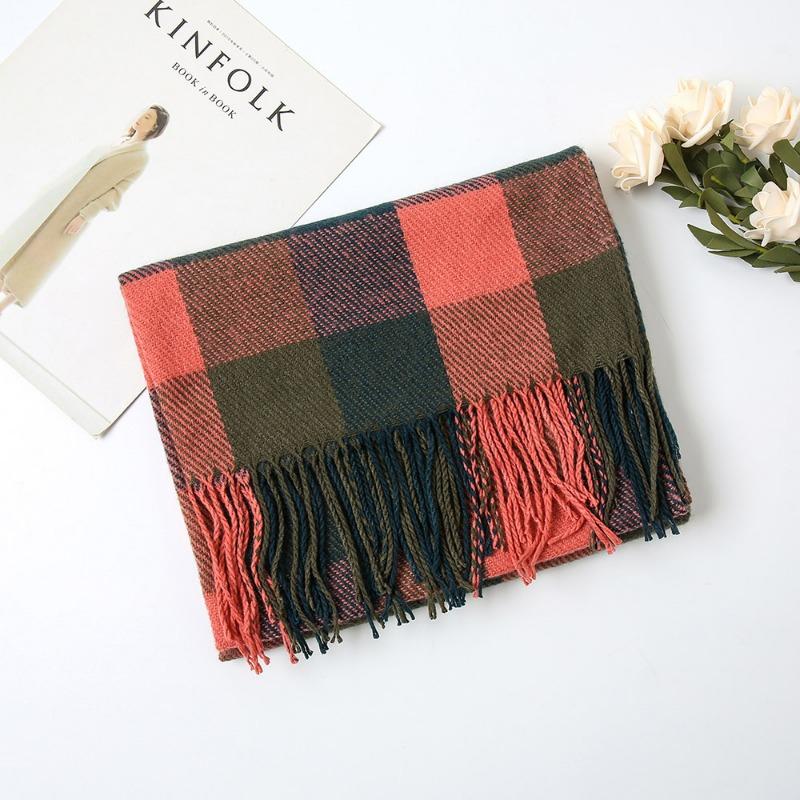 Autumn and winter new plaid cashmere scarf women's warm scarf fashion shawl winter student high-end scarf