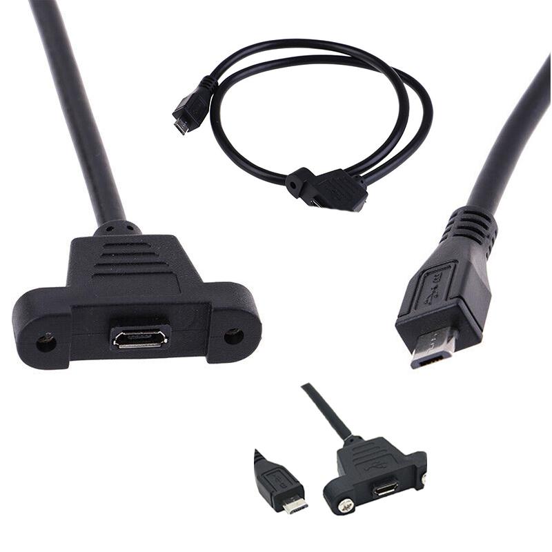 Extension cable plug to female panel installation screw Micro USB2.0 with
