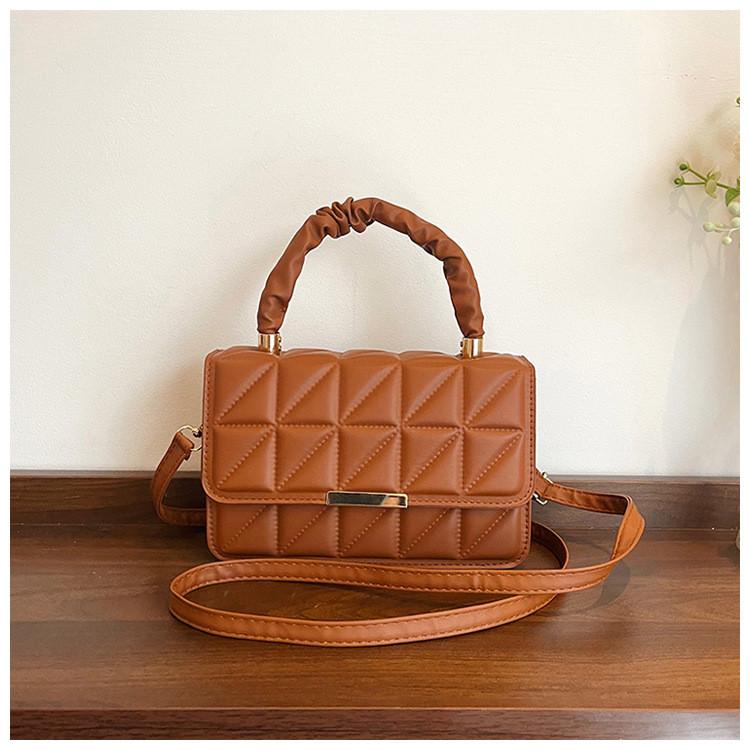 Pu Crossbody Bag For Women Small Square Design With Stitching For Daily Casual Use