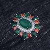 European-American Luxury Imitation Emerald and Jadeite Ring for Women: Winter Gemstone Garden Design
