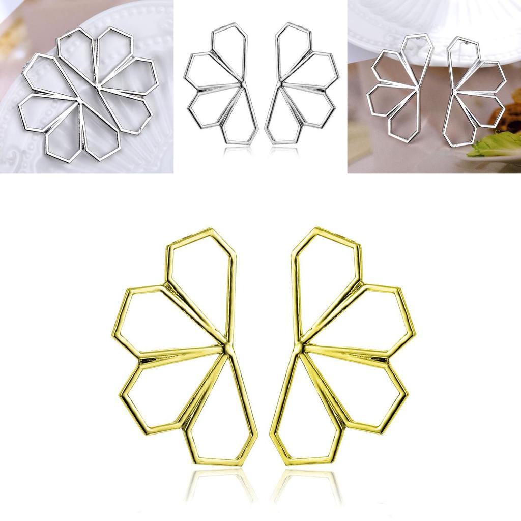 Statement Geometric Hollow Earrings Fashionable Alloy Jewelry For Women