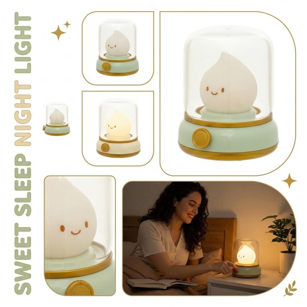 Cute Chibi Flame Lamp, Anime Cozy Lights, Retro Rechargeable Night Light, Decor, Cute Desk Accessories, Gifts.