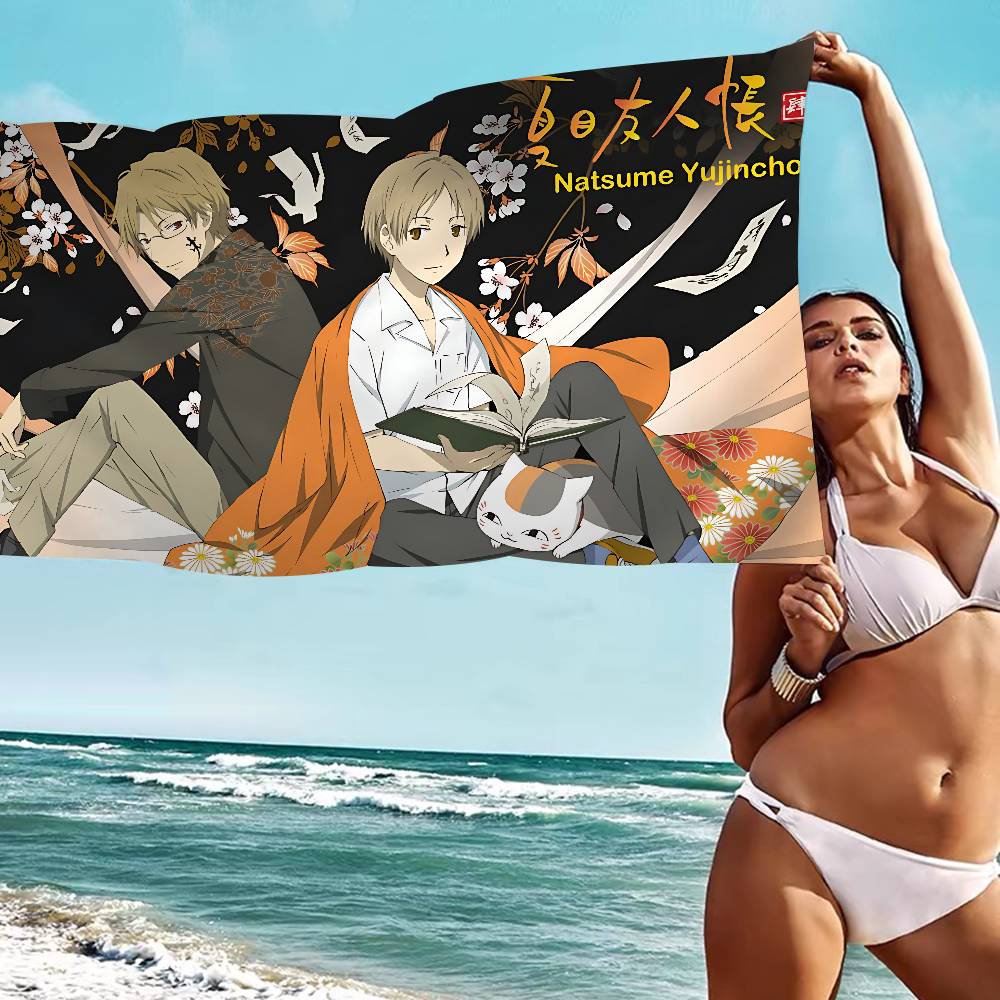 Natsume Yuujinchou Cartoon Bath Towel Microfiber Soft Water Absorbing Breathable For Girl Kids Decorative Cartoon Beach Towel