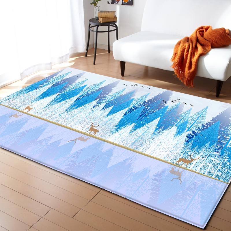 Cedar Deer Living Room Area Rug Beach Ocean 3D Carpet for Boys Girls Bedroom Rug Soft Play Floor Mat Anti-Slip Bathroom Mat