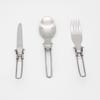 Portable Utensil 3 In 1 Stainless Steel Folded Tableware with Storage Bag Multifunctional Dinnerware Picnic Cutlery