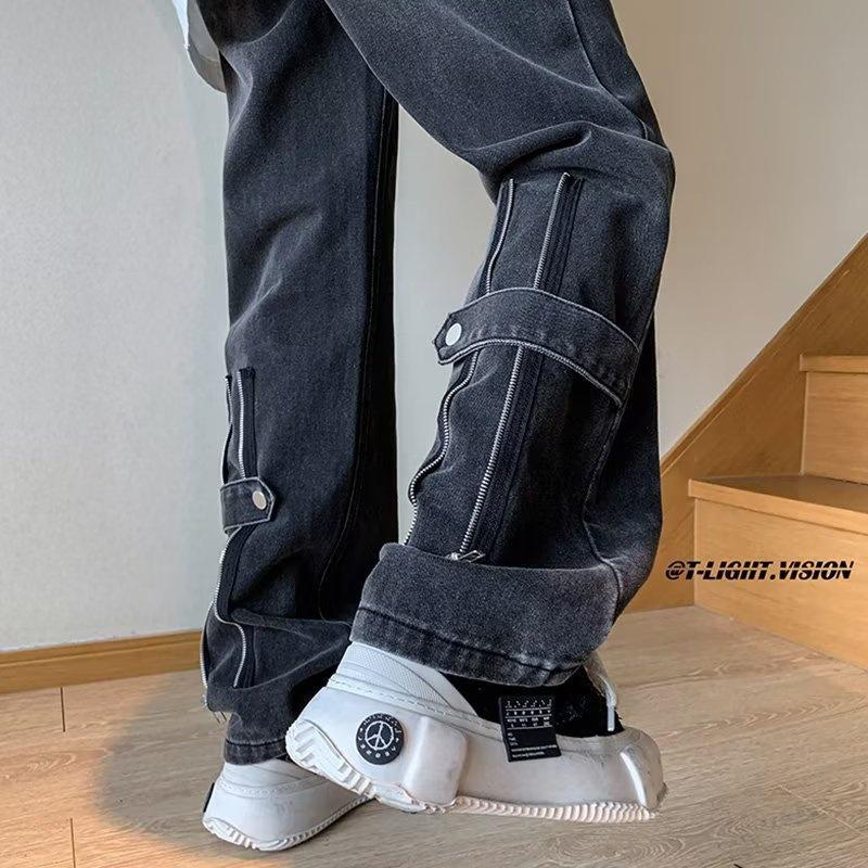 2023 Men's Hong Kong Style Letter Jeans - Trendy Hip-Hop High Street Fashion