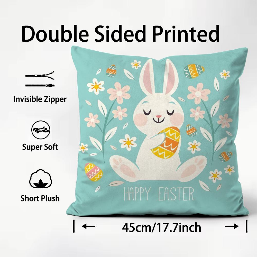 Easter Hot Cushion Cover Plush Fabric Soft DoubleSided Printed Sofa Warm Winter Home Child Gift Pillow Case